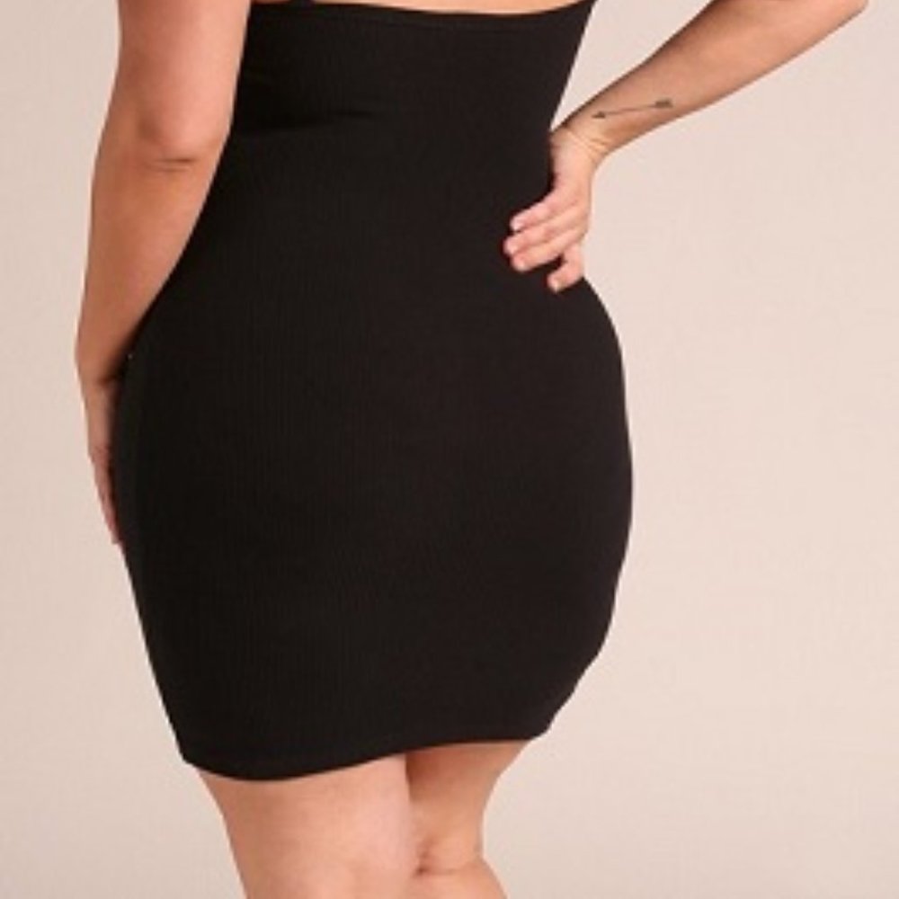 Mini Dress with self tie sash in Black - Picture 5 of 8